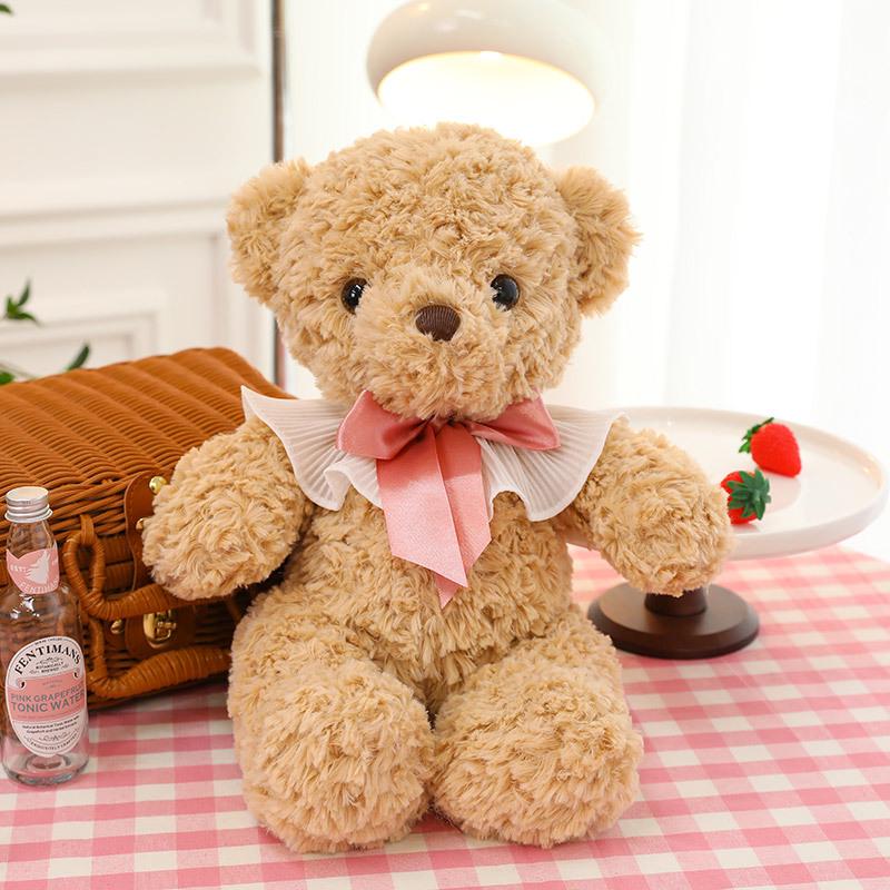 

Cute Cartoon Teddy Bear Plush Toy with Scarf Bow Tie - Soft Chewy Doll for Children 35cm (0.14kg) хаки