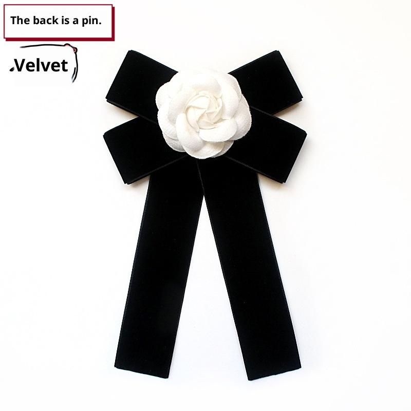 Black Bowtie Ribbon Bow Brooch Collar Necktie Uniform Shirt Collar Flower Brooches For Women Cloth Art Dresses Accessory