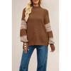 New Autumn and Winter Women's Clothing Hot-selling Knitted Color Matching Semi-turtleneck Fashion Pullover