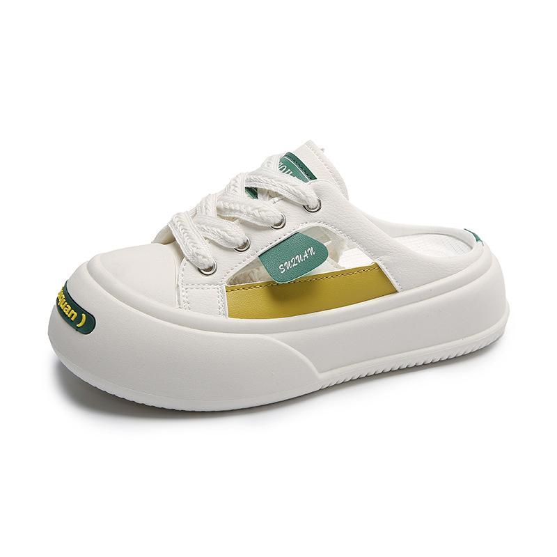 Thick-soled Bag Head and Half Slippers for Women's Summer Wear New Spring Canvas Shoes One-pedal Lazy Shoes