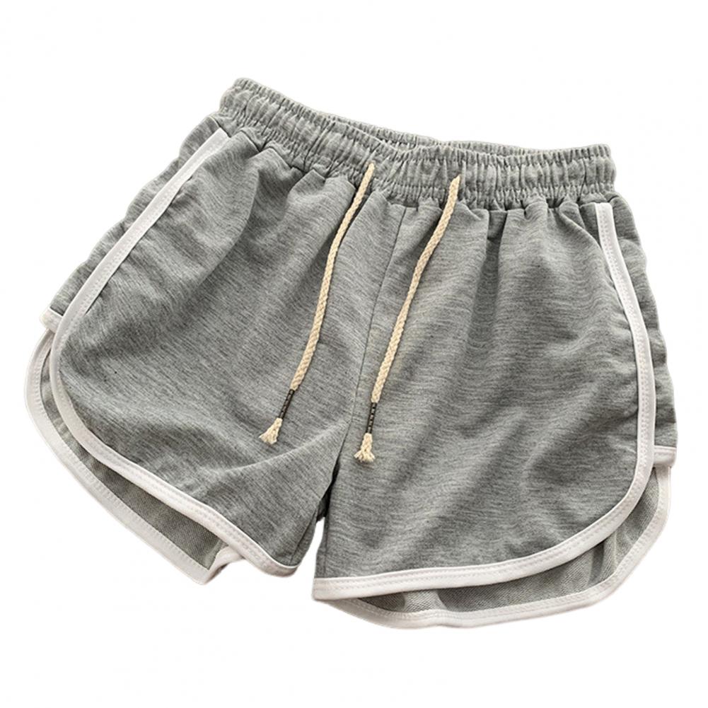 

Women s Casual Wear Shorts Elastic Waistband Adjustable Drawstring Wide Leg Shorts Single Color Running Shorts Breathable Fabric Practical Daily Use M сірий