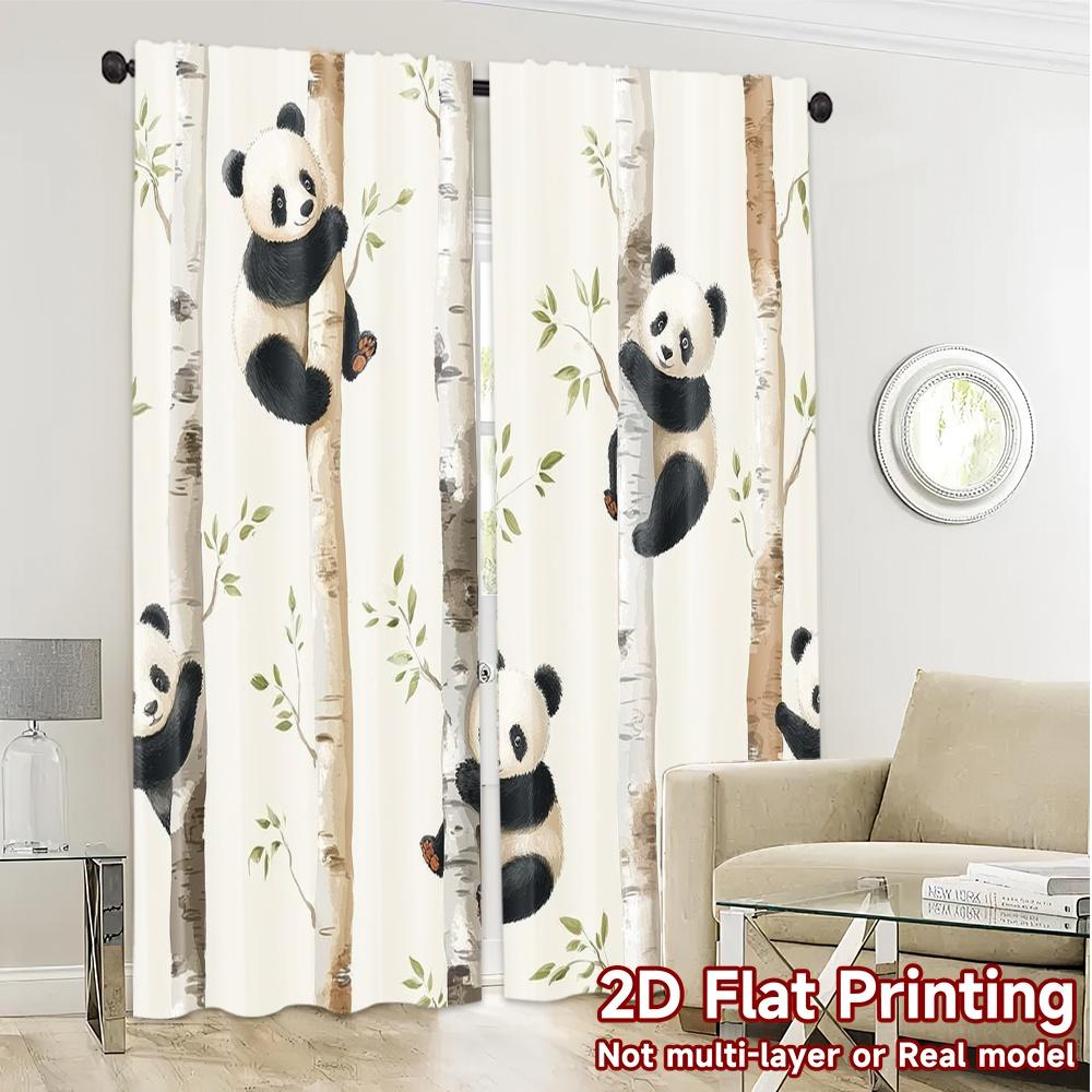 2pcs   2D FLAT PRINTING Curtains (Without Rod) PandaClimbers Chic Chic Curtains Polyester Curtains Versatile All Perfect for