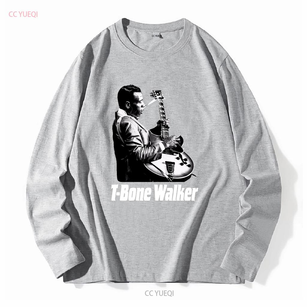 VINTAGE T Bone Walker Camicia Nera Manica Corta manica lunga o maniche vintage Lavata Comoda Leggermente alla Moda casual