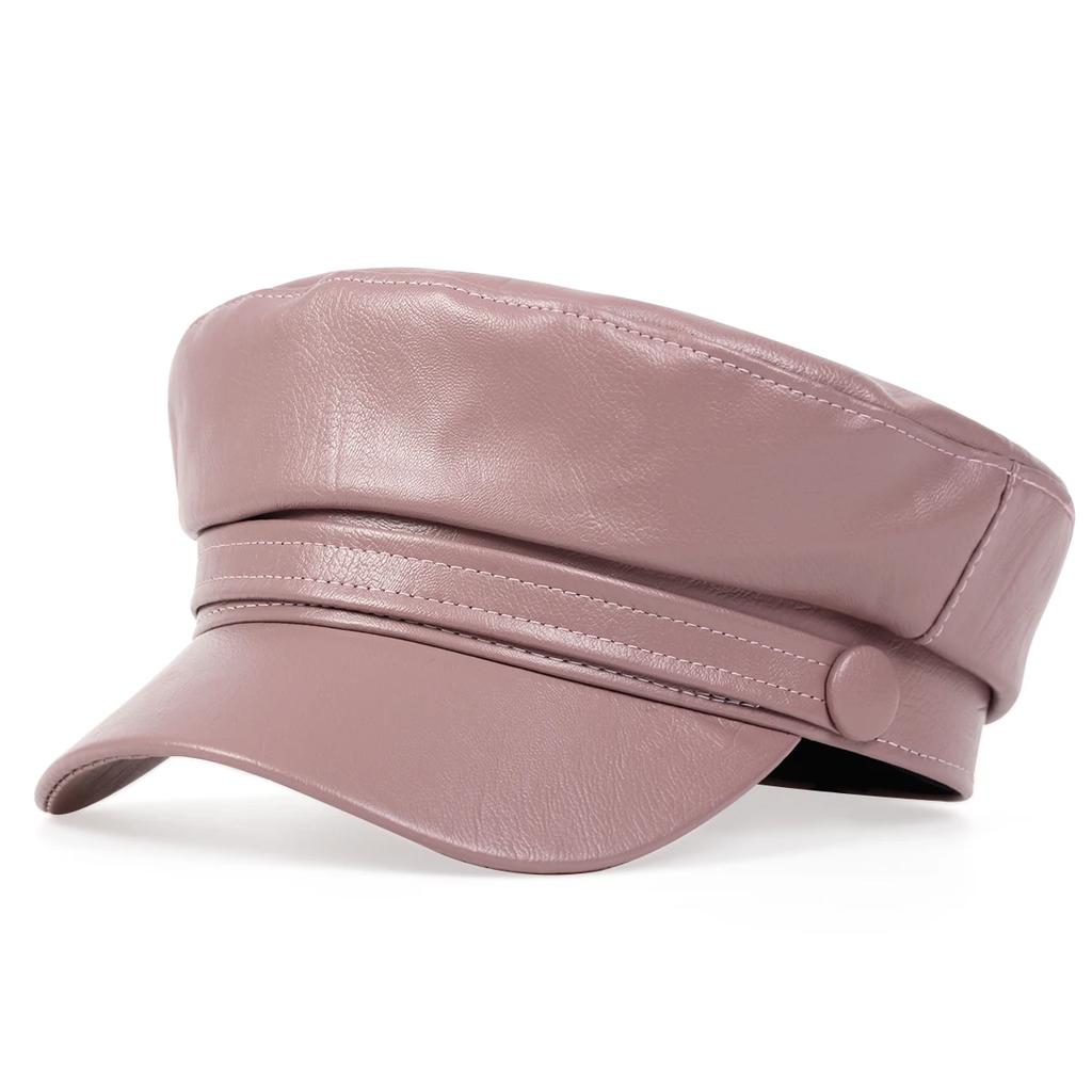 Painter Hat Beret Leather PU Faux Ladies Fashionable Trendy Winter Autumn Hats Outdoor Leisure Flat Top Military Caps Spring Casual Berets