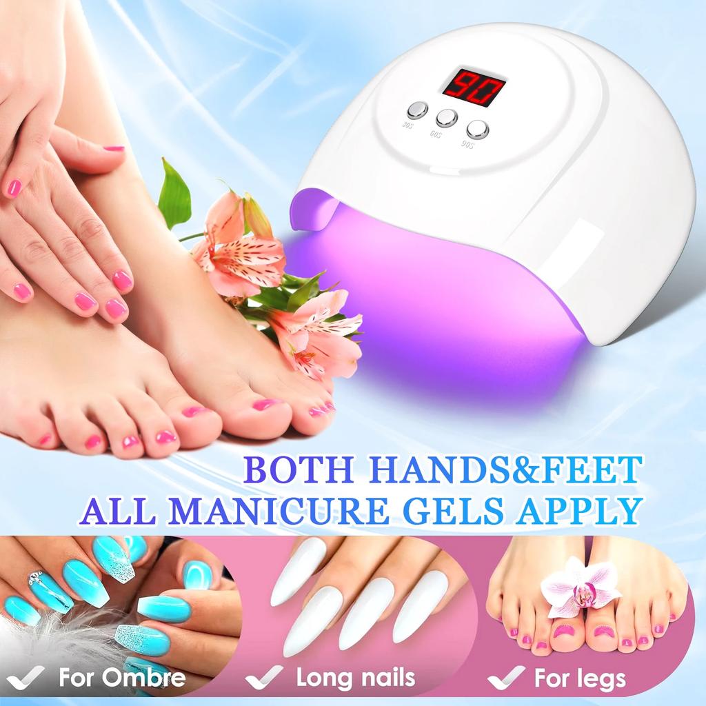 72W UV LED Nail Lamp 24 LEDs Nail Dryer with Infrared Sensor Quick-drying Manicure Lamp UV Cabin for Nail Salon Nail Art Tools