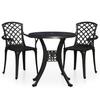 VidaXL Ensemble de bistro, 3 pcs, Aluminium coulé Noir