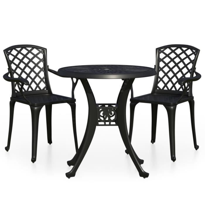 VidaXL Ensemble de bistro, 3 pcs, Aluminium coulé Noir