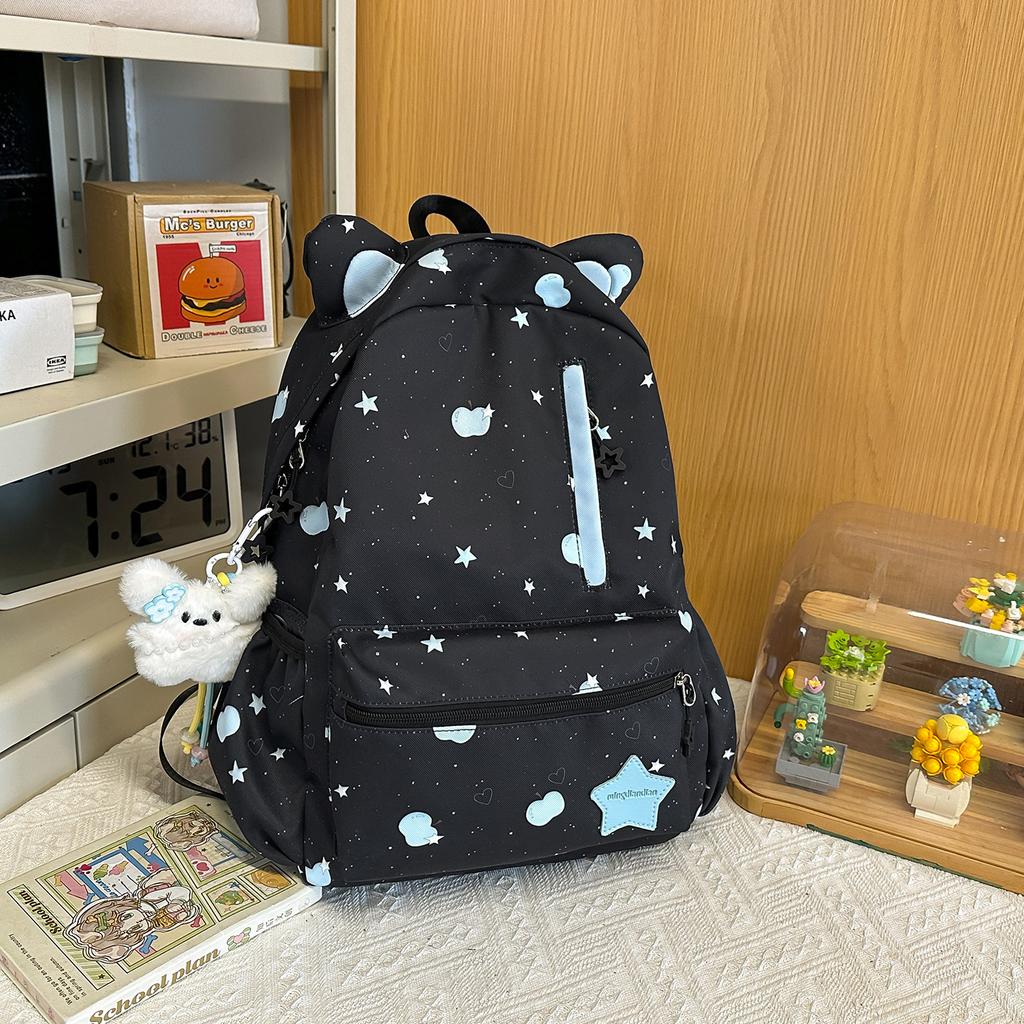 Schoolbag Fashion Junior High School Bag Korean Version Versatile Casual Bag Cat Ear New Ins1011 Cute Class Schoolbag Large Capacity
