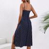 Summer Dresses for Women 2024 Casual Spaghetti Strap Sundresses Polka Dot Slim Fit Split Knee Length Boho Dress
