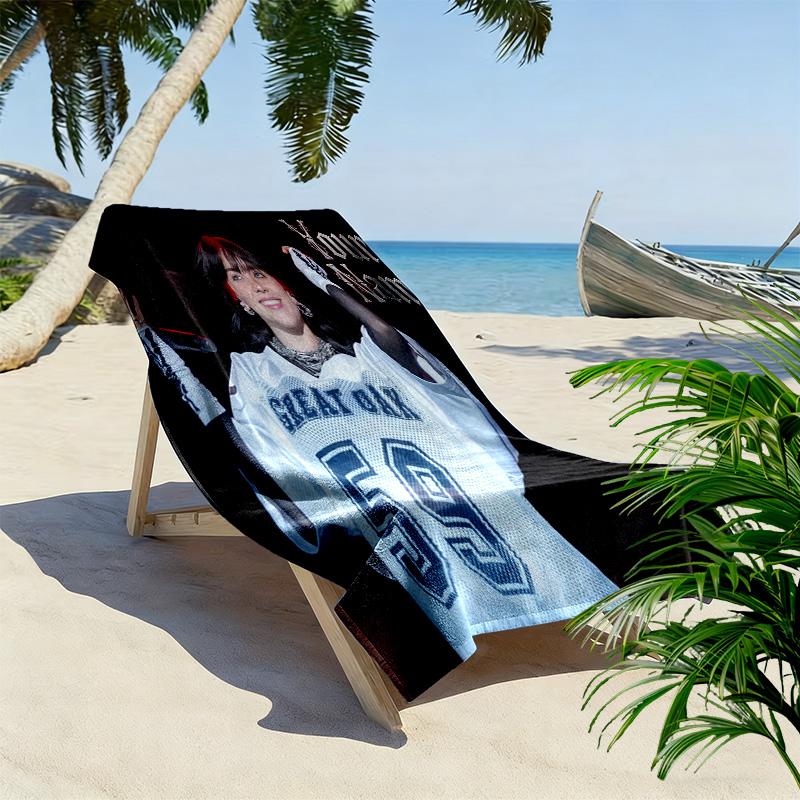 Custom Name Billie Eilish Print Beach Towel, Large Soft Quick Dry Towel for Beach Camping Swimming -HE187