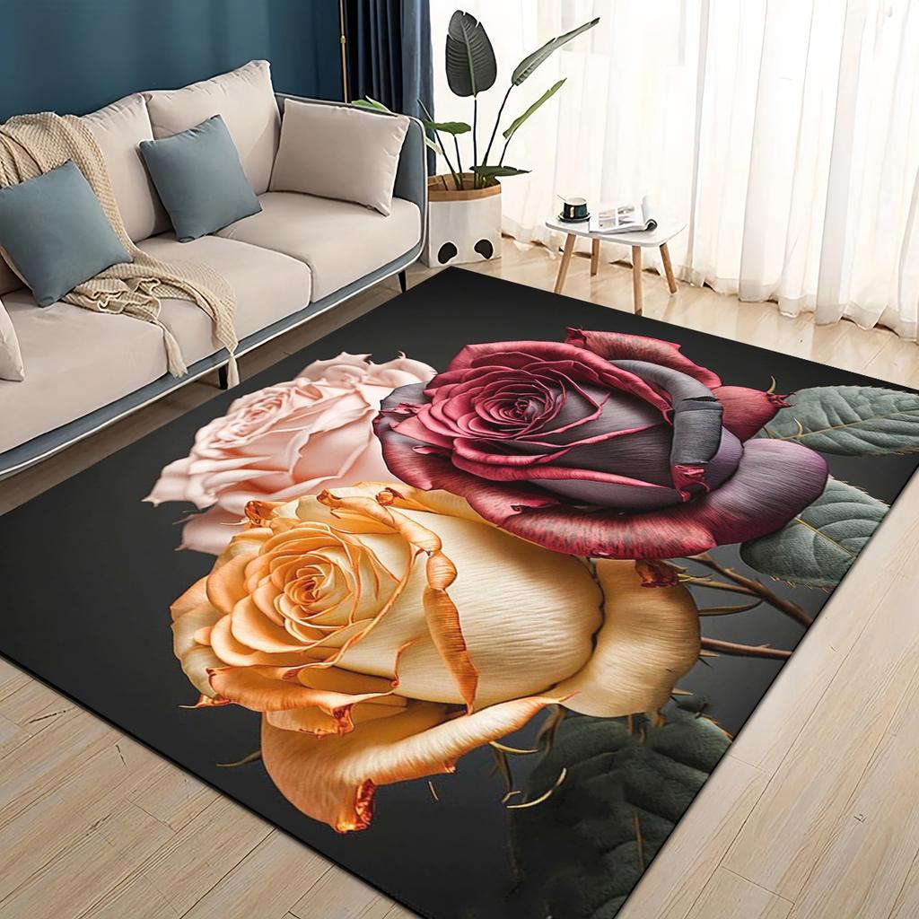 27 Style New Colorful Rose Romantic Flower Love Carpet Rug for Living Room Bedroom Home Sofa Decoration,kids Non-slip Floor Mat