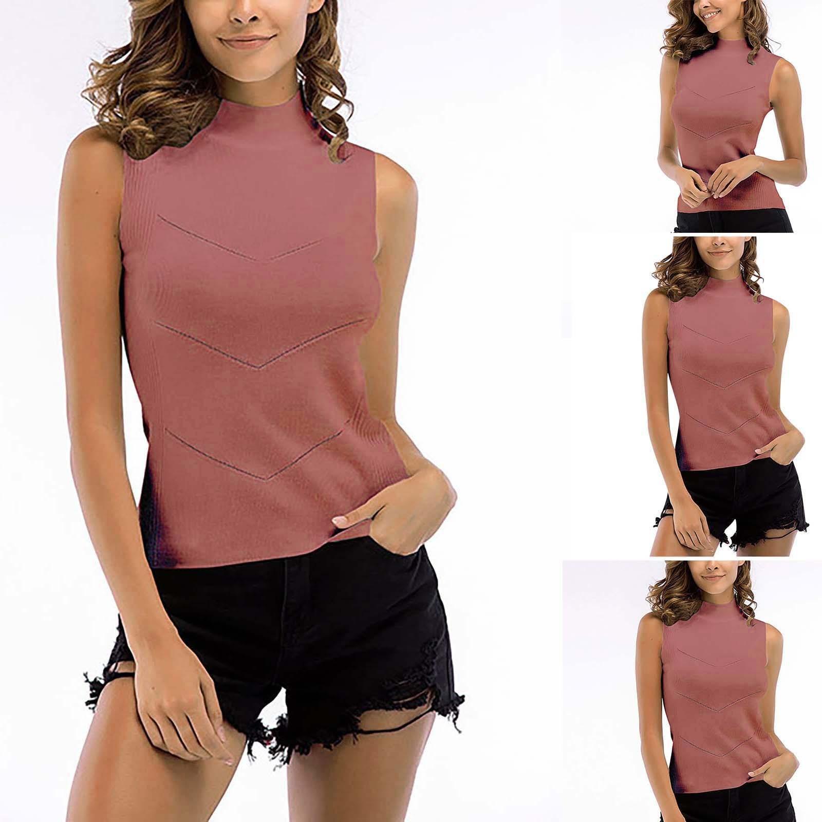 

Новый топ без рукавов с высоким воротником, тонкий вязаный нижний жилет для женщин