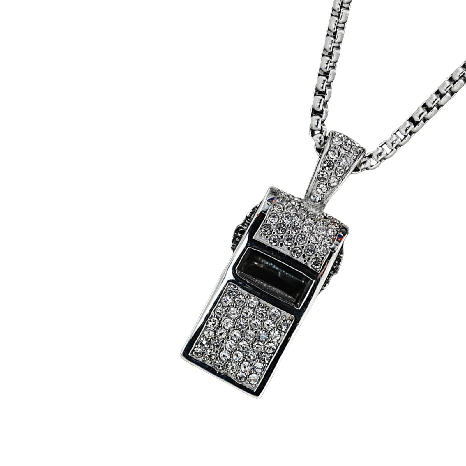 

Свистки-ожерелья с кристаллами, стразами, блестящей металлической цепочкой, громкий звук для судьи, учителя, ювелирные украшения в подарок A