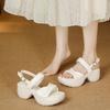 Platform sandals women's summer new one-word with soft-soled shoes toe holiday wind open toe wedge heel casual Roman shoes