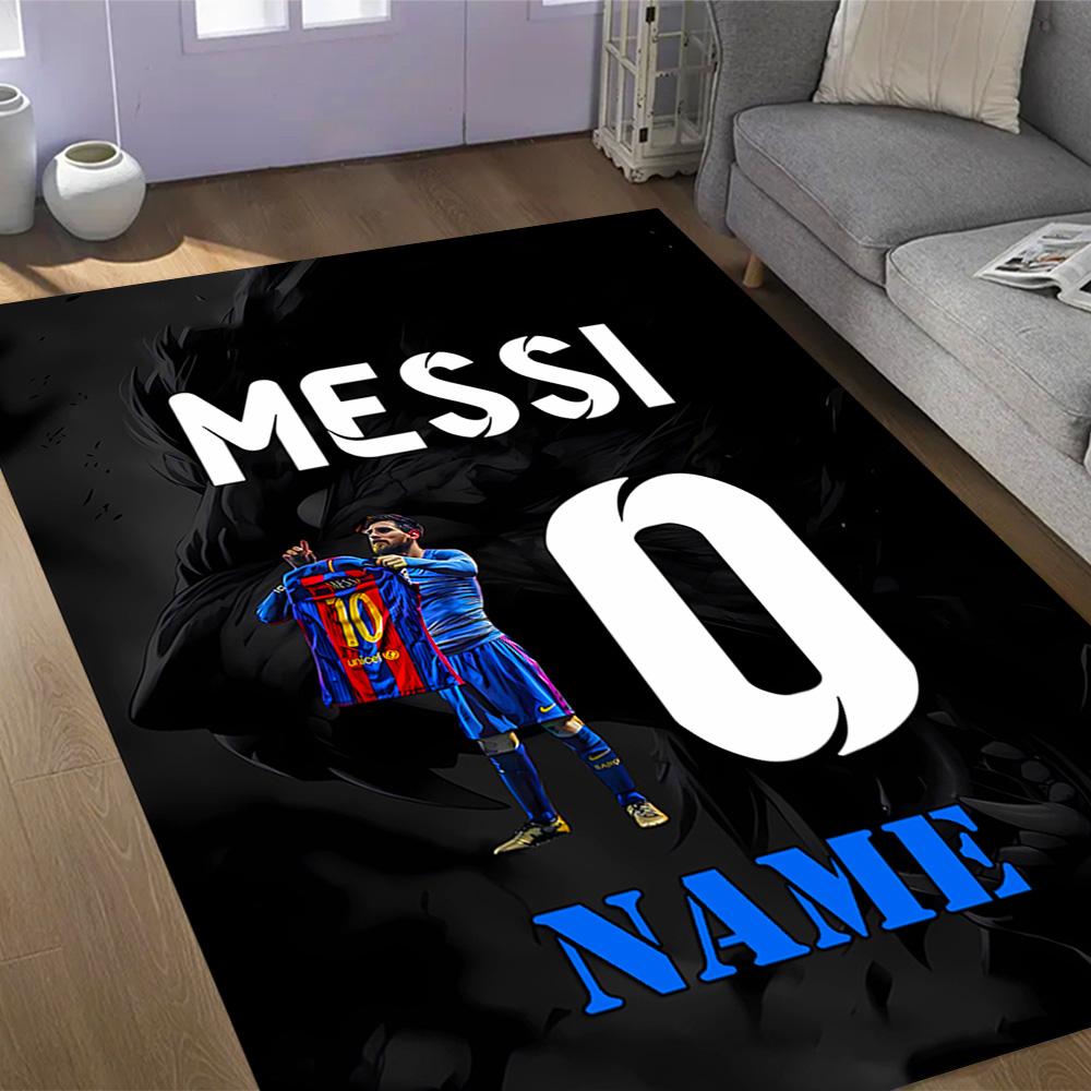 Messi's Celebration Moment Personalized Name Carpet Design for Dining Room Decorate room Hallway Kitchen Anti-slip Rug Anime Office Decor