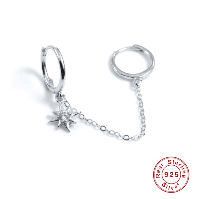 

Серебро S925, смешанная и сочетаемая цепочка, двойные серьги-кольца с восьмигранным бриллиантом, бестселлер, креативные одиночные серьги 925 Silver платиновый