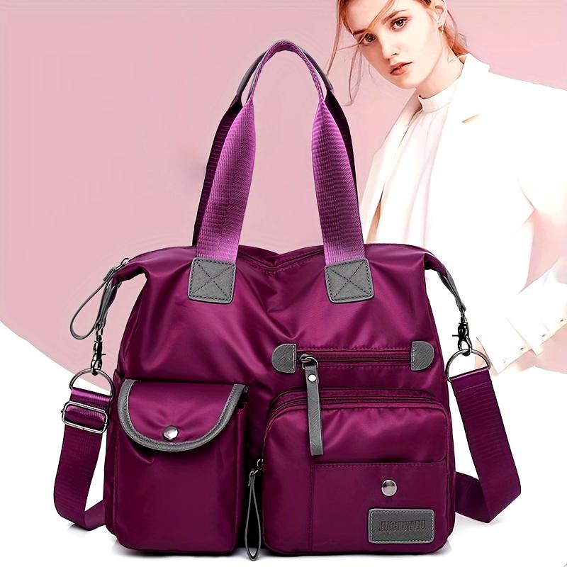Large Capacity Casual Nylon Tote - Women's Fashion Shoulder Bag with Multiple Pockets and Adjustable Strap