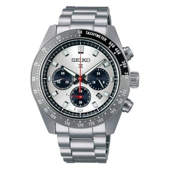 Seiko Watch PROSPEX SBDL095 Mens Wristwatch Made Japan Solar SPEEDTIMER Series Tachymeter Bezel Chronograph Date Calendar White Black Dial Stainless