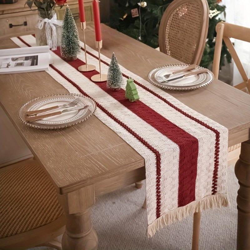 Table Runner Dark Red Stripes Table Decoration for Home Party Festival