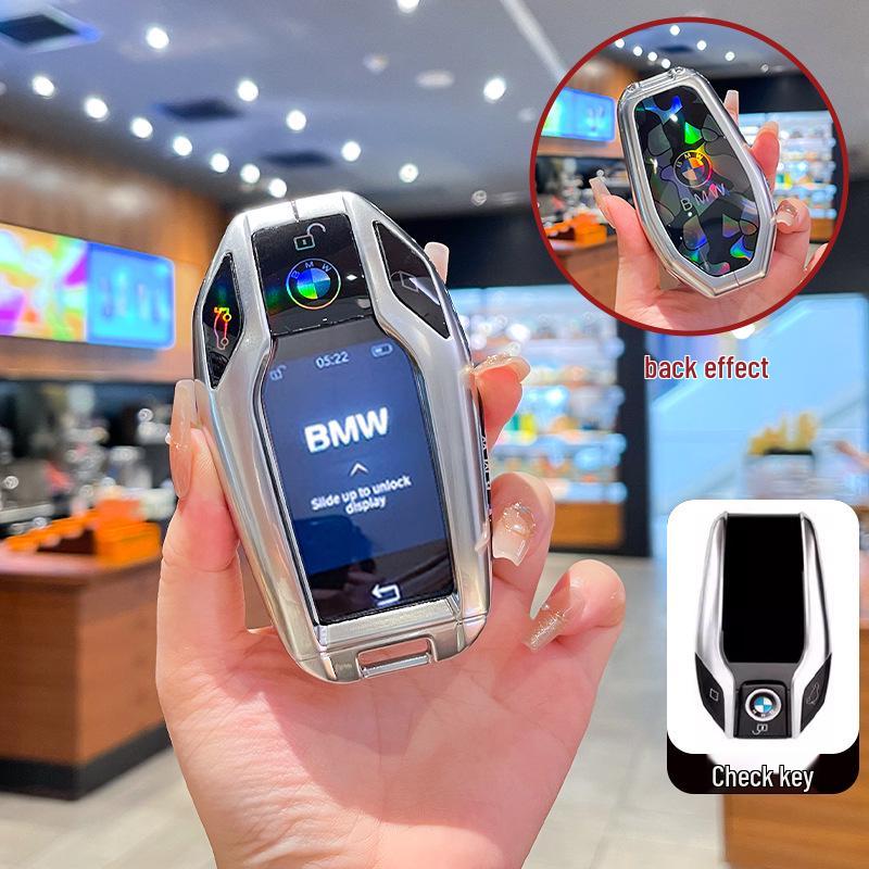 BMW LCD Key Case: X5/X3/X7, 5/7 Series, High-Grade Metal Buckle, Full Coverage Shell