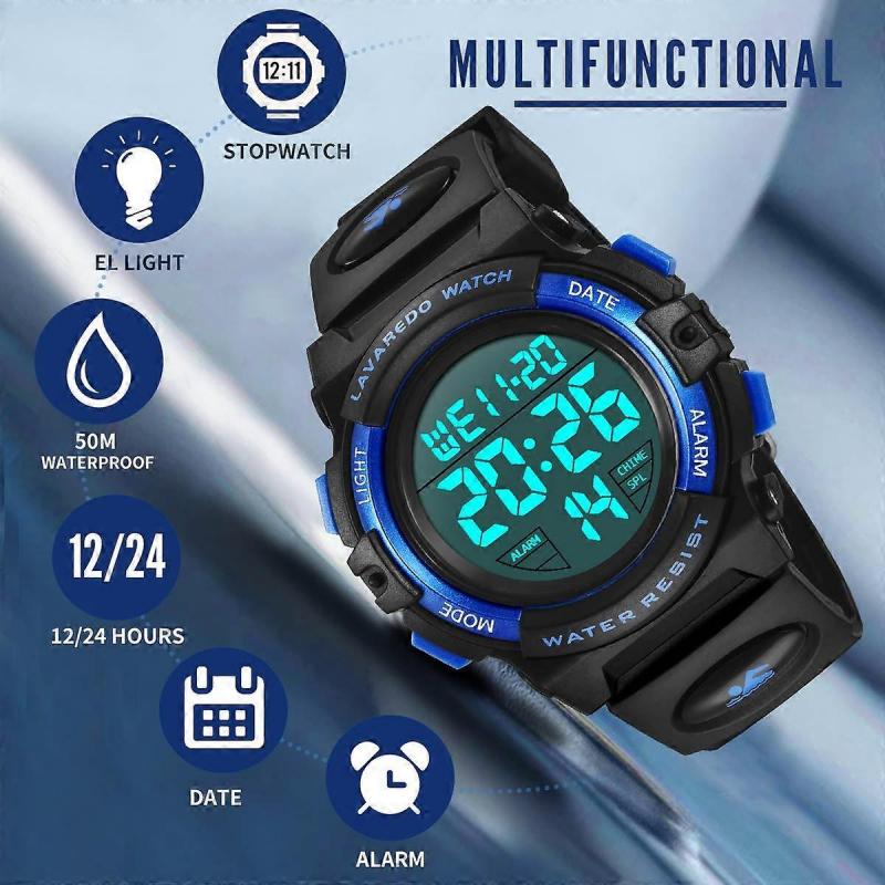 Kids Watch for Boys 6-15 Years Old, Digital Sport Outdoor Multifunctional Chronograph LED 50M Waterproof Alarm Calendar Analog Watch