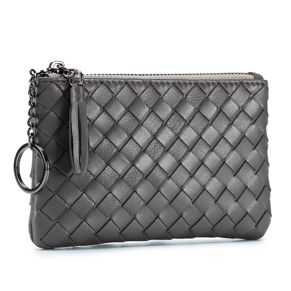 New short change bag, women's sheepskin woven small and ultra-thin small wallet, men's money bag storage bag, high-end sense
