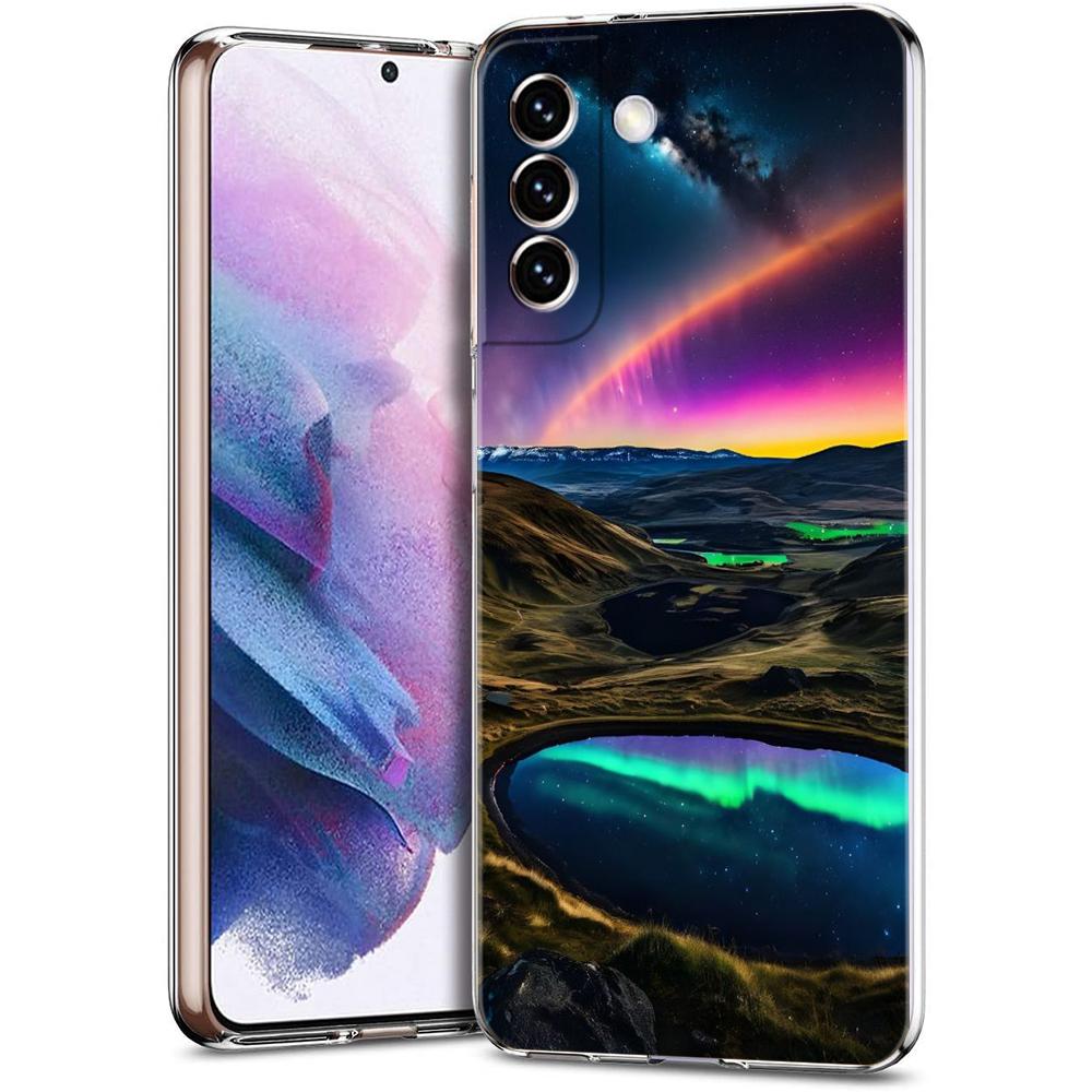 

Phone Case For Samsung Galaxy S24 Ultra S23 FE S22 S20 S21 5G S10 S9 Plus S10E S8 Silicone Clear Beautiful northern lights Cover Samsung S23Ultra