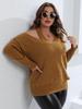 Women's Plus Size Off-the-Shoulder Knit V-Neck Sweater - Autumn & Winter Collection