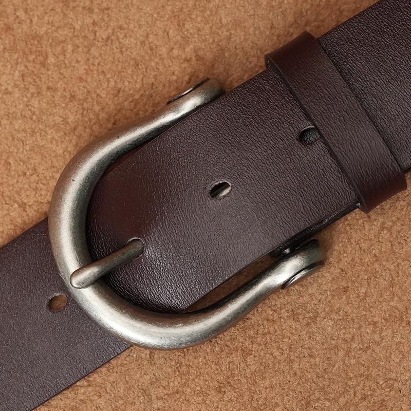 Cowhide Belt Men'S Genuine Leather Pin Buckle Belt Men'S Casual Versatile Jeans Belt Simple Middle-Aged And Young Retro Belt