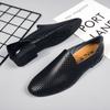 Pánské mokasíny z pravé kůže, módní pánské obchodní boty, prodyšné pánské nazouvací boty, duté boty pro řízení, letní mokasíny