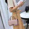 Genuine Leather Women's Handbag Diamond Check Small Square Handbag Niche Premium Sense Light Luxury Layer Cowhide Hand Bill Shoulder Crossbody Bag