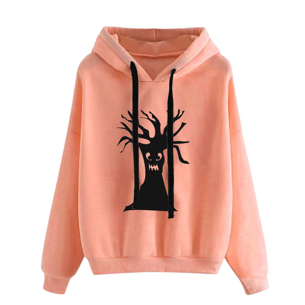 2025 spring and autumn new Halloween European and American pattern printing hooded long-sleeved street sweater woman