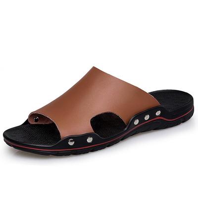 Hakiki deri erkek terlikleri yaz erkek plaj terlikleri moda erkek plaj sandaletleri açık rahat yürüyüş Flip flop erkek ayakkabısı