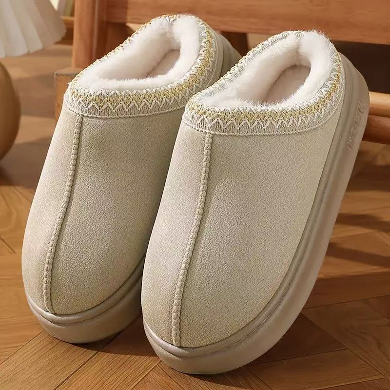 Cotton Slippers Women's Home Slippers Half Pack Thick Sole Anti Slip Lightweight Warm Super Thick Cotton Slippers Couple Home Cotton Shoes