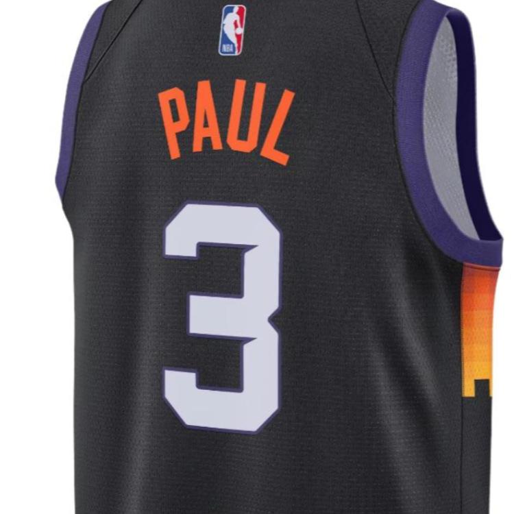 Nike NBA Fan Edition Letter Number Color Pattern Printed Round Neck Basketball Jersey Suns Paul 3 Unisex Jersey Black CN1773-010