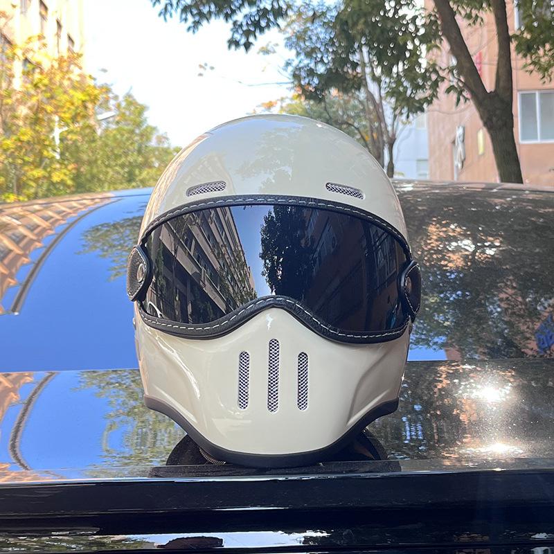 German Fiberglass Small Helmet Body Retro Helmet Motorcycle Men's and Women's Ultra-light Cruise Locomotive Full Helmet