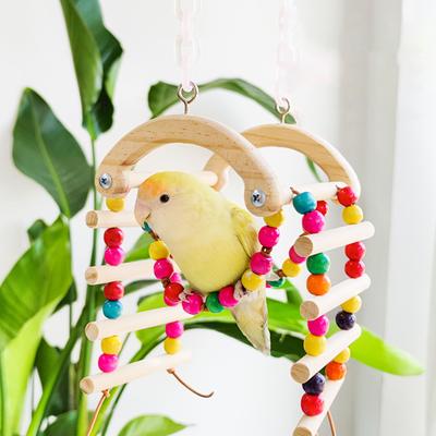 Multiuse Bird Cage Accessories Cage Swing Toy Climbing Ladder Cage Hanging Toy with Bead For Pet Birds Entertainment