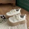 New Spring and Summer Round Head Versatile High Sense Increased Platform White Shoes Retro Lightweight Student Casual Board Shoes