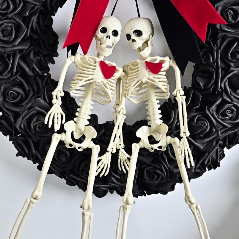 Skull Wreath for Halloween Festivities Scary Rose Skeleton Garlands Accessories Party Indoor Outdoor Party Decorations