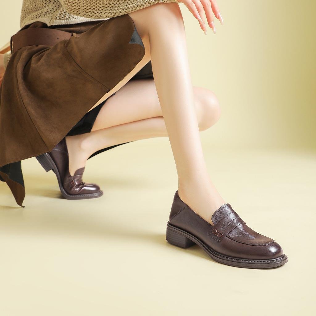 Classic Design Round Toe Deep Toe Heel Stepping Design Le Fu Shoes Soft Sole JK British Style Women's Singles Shoes