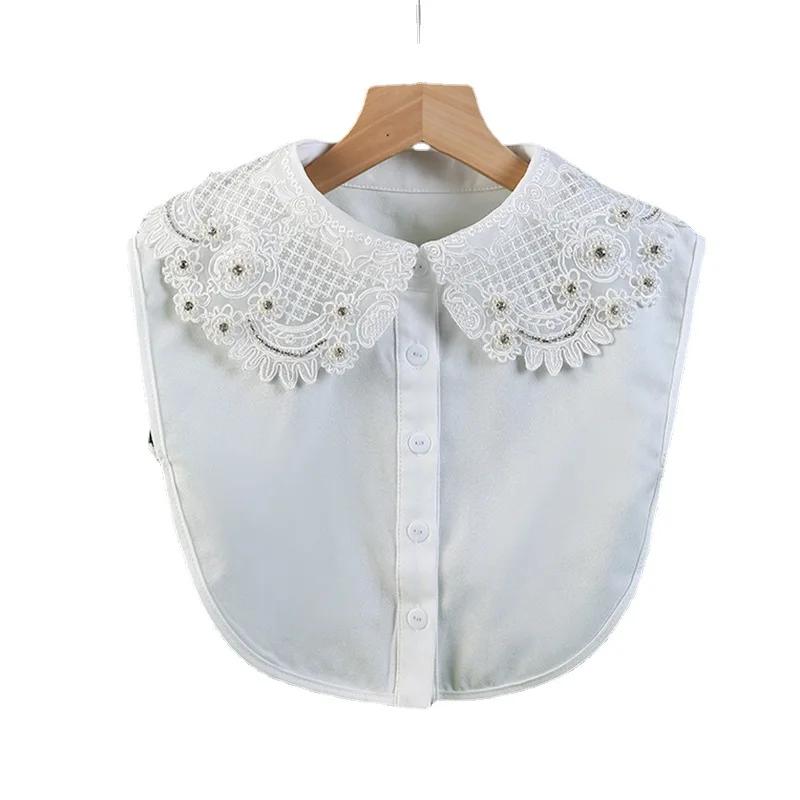 Perfect Match Elegant Handmade Beads Detachable Collars For Women Shirt Blouse Tops Fake False Collar Lapel Half Shirt Blouse Accessories
