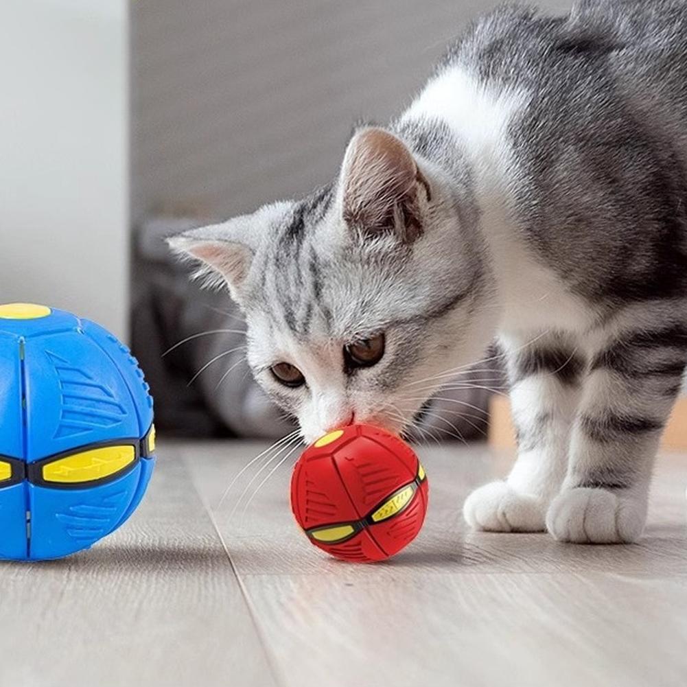 Deformable Flying Disc Ball Led Pet Toy Interactive Elastic Jumping Sphere Toy For Dogs Outdoor Training Exercise Fetch Play