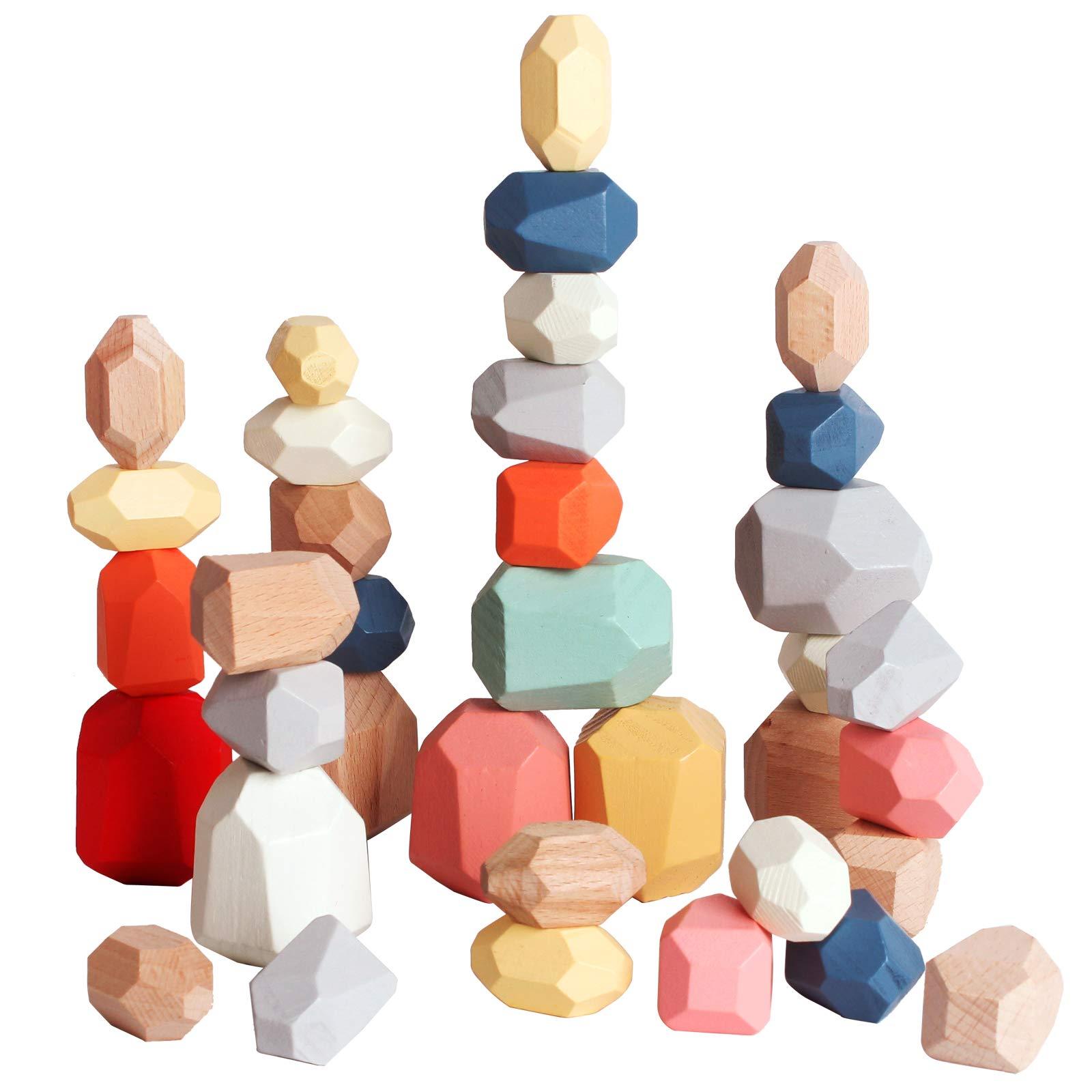 Educational Toy City Colorless Balancing Stone Stacking Rock Wood Silicone Stacking Stones Rocks Building Blocks Montessori Toys