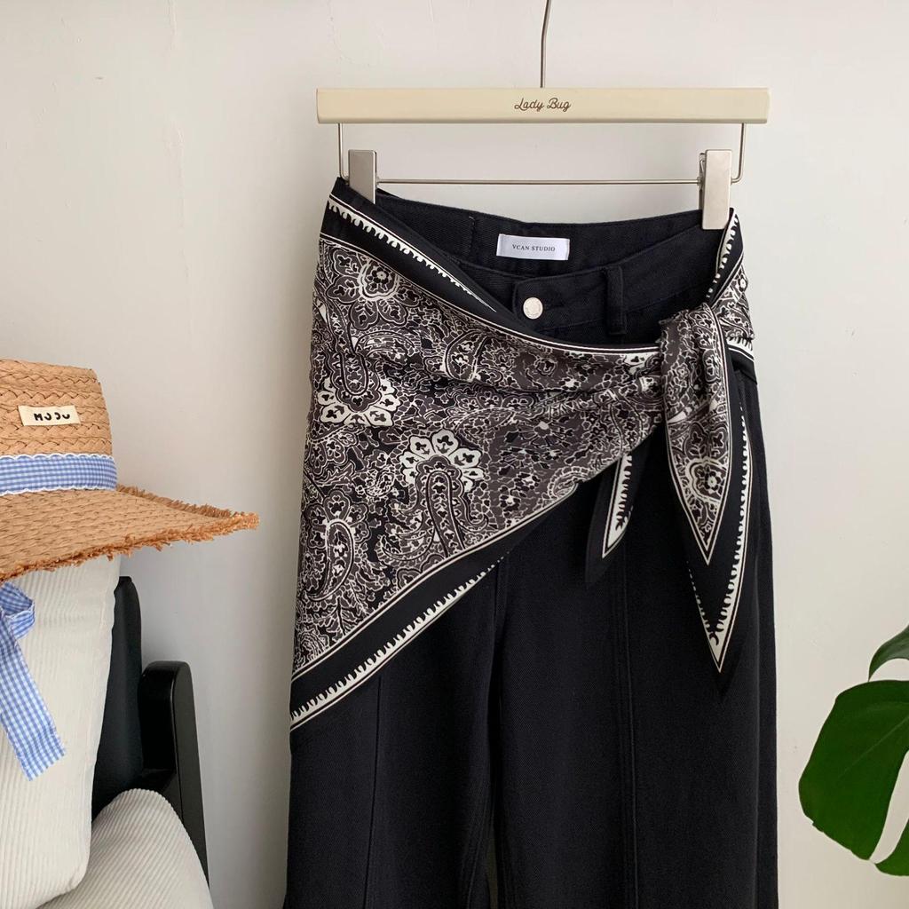 Korean Cashew Flower Triangular Scarf: Women's Layered Accessory Waist Belt Decoration