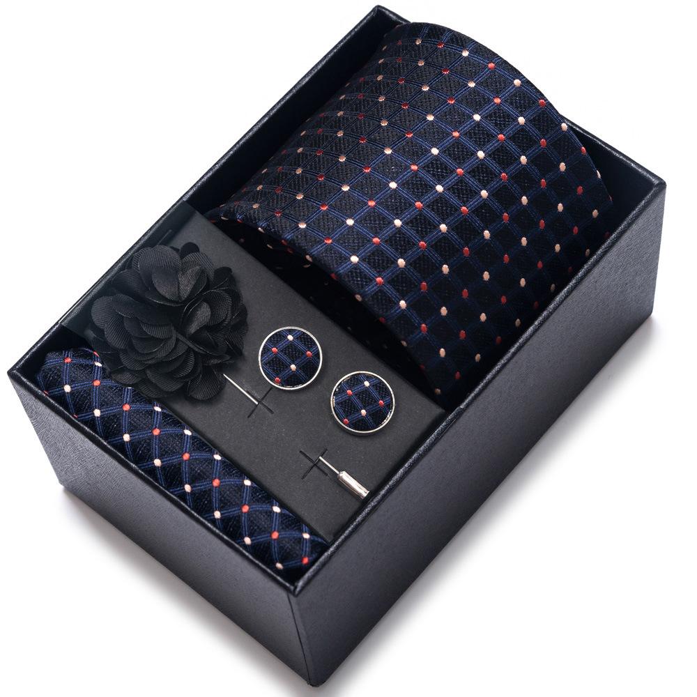 Tie Men'S Suit Accessories Cufflinks Square Scarf Corsage Tie Premium Suit Gift Box Packaging