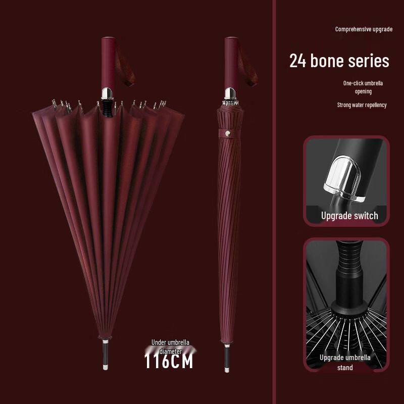 Handun Long Handle 24-Rib Wind-Resistant Umbrella