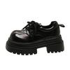 Fashion Women's Chunky Heel Single Shoes Female British Style Square Head Loafers Casual New Thick Heels Dress Lace-up Leather Pumps