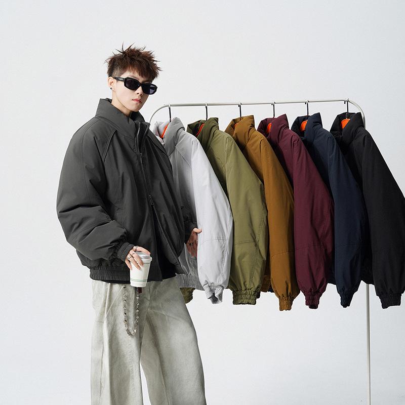 Hot Trendy Men's Winter Cotton Stand Collar Jacket - Casual Loose Fit Warm Outerwear for Couples