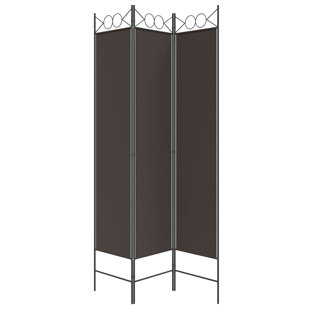 3 panel Room Divider Brown 120x200 cm Fabric