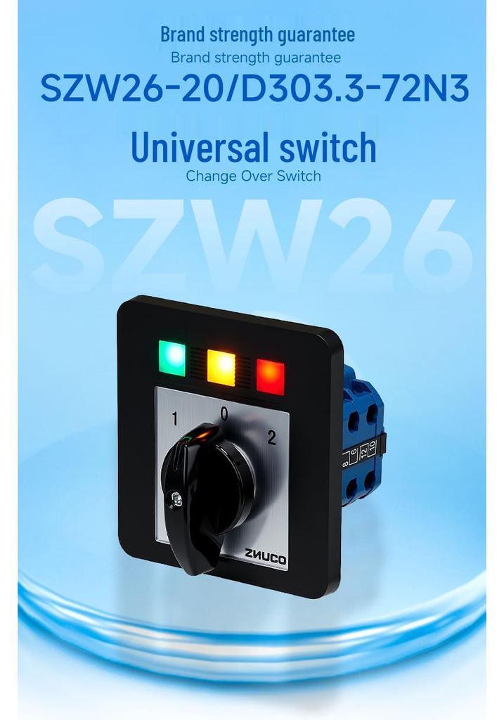Zhuochao SZW26-20 Three-Speed Three-Position Illuminated Changeover Switch